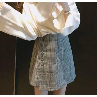 Tie-waist Plaid A-line Midi Skirt