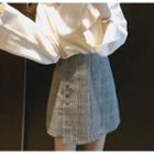 Tie-waist Plaid A-line Midi Skirt