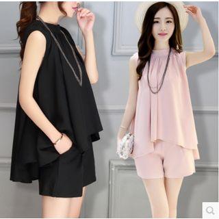 Set: Crinkled Tank Top + Shorts
