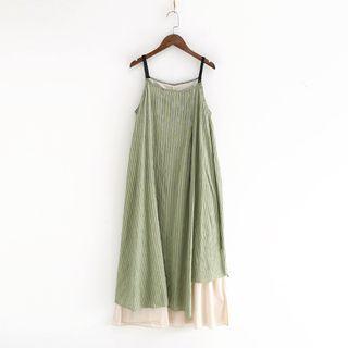 Spaghetti Strap Striped Layer Dress