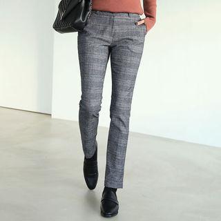 Glen-plaid Brushed-fleece Lined Dress Pants