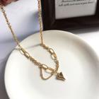 Heart Pendant Alloy Necklace 1 Pc - Gold - One Size