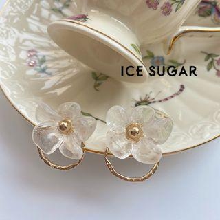 Flower Earring 1 Pair - Gold & White - One Size