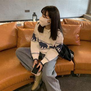 Animal Print Polo Sweater