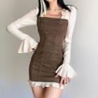 Long Sleeve Mock Two Piece Ruffle-trim Dress