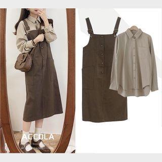 Plain Shirt / Midi Jumper Dress / Set