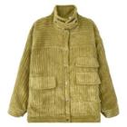 Long-sleeve Corduroy Plain Jacket Vintage Green - One Size