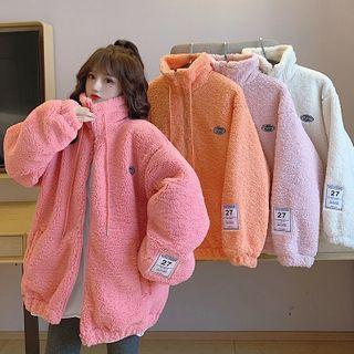 Stand-collar Fleece Zip Coat