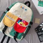 Color Block Multi-section Nylon Backpack