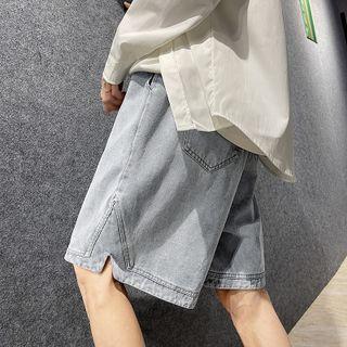Drawstring Slit Denim Shorts