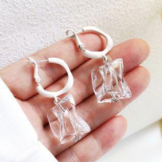 Irregular Resin Drop Earring 1 Pair - S925 Silver - White - One Size