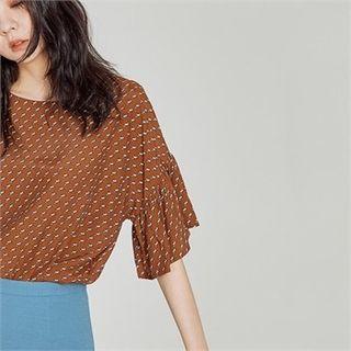 Bell-sleeve Dog-pattern Blouse