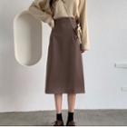 Plain Slit-back Midi A-line Skirt