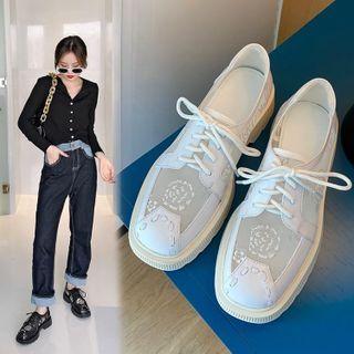 Mesh Panel Platform Lace-up Shoes