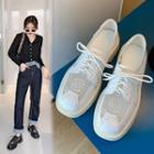 Mesh Panel Platform Lace-up Shoes