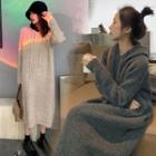 Ribbed Hooded Midi Sweater Dress