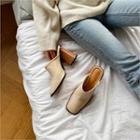 Square-toe Chunky Wooden-heel Mules