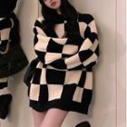 Checkerboard Sweater Check - Black & White - One Size