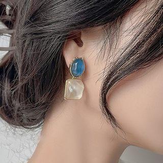Faux Crystal Asymmetrical Alloy Dangle Earring