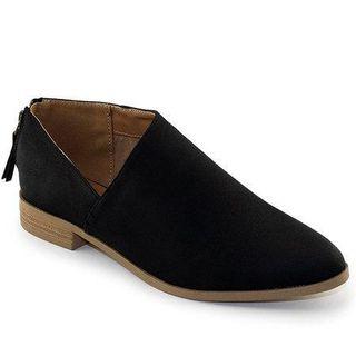Faux Suede Cutout Low Heel Loafers