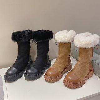 Platform Faux Fur Trim Short Boots