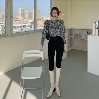 Long-sleeve Leopard Print Top / Skinny Pants