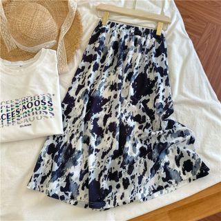 Tie-dyed Midi A-line Skirt 78015 - As Shown In Figure - One Size