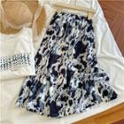 Tie-dyed Midi A-line Skirt 78015 - As Shown In Figure - One Size