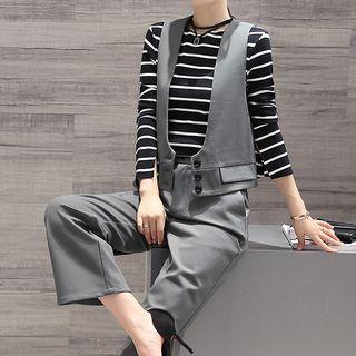 Set: Striped Top + Vest + Pants
