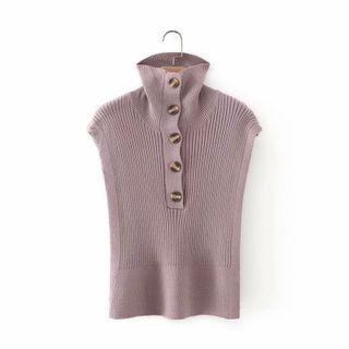 Turtleneck Sweater Vest Purple - One Size