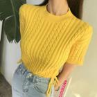 Short-sleeve Cable Knit Top