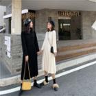 Crew-neck Long-sleeve Knit Midi A-line Dress