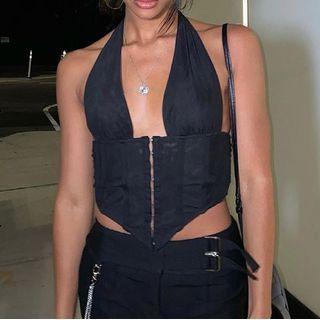 Halter Neck Plain Corset Top
