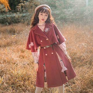 Flower Detail Flared-sleeve Midi Coat