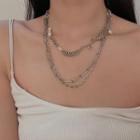 Rose Freshwater Pearl Layered Alloy Necklace 1pc - Silver & White - One Size