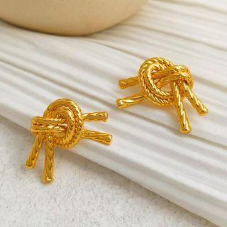 Knit Drop Earring 1 Pair - S925 Silver Needle - Gold - One Size
