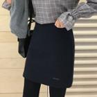 Wool Blend Handmade A-line Miniskirt