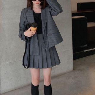 Set : Striped Blazer + Hundred Pleat Skirt
