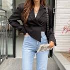 Asymmetric-hem Lace-trim Blazer