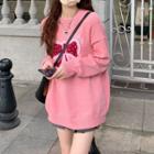 Bow Print Sweater Pink - One Size