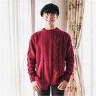 Asymmetric-hem Wool Blend Cable-knit Sweater