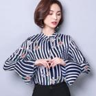Striped Floral Print Shirt