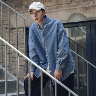 Long-sleeve Button-down Denim Shirt