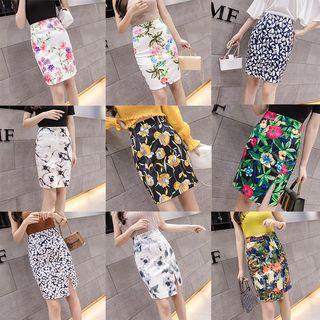 Floral Print Mini Fitted Skirt