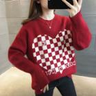 Lettering Heart Jacquard Sweater