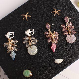 Shell & Faux Crystal Dangle Earring