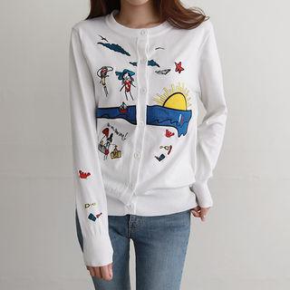 Button-down Embroidered Cardigan