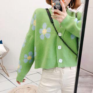 Flower Cardigan Green - One Size
