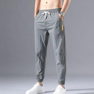 Drawstring Waist Plain Joggers