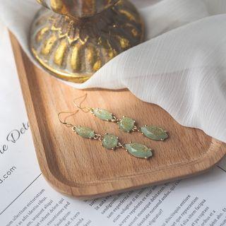 Gemstone Drop Earring Gold & Light Green - One Size